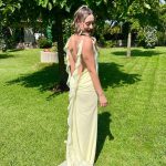 Toperth Yellow Cascading Ruffle Open Back Maxi Dress photo review