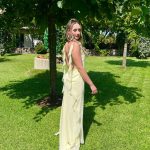 Toperth Yellow Cascading Ruffle Open Back Maxi Dress photo review