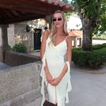 Toperth Yellow Cascading Ruffle Open Back Maxi Dress photo review