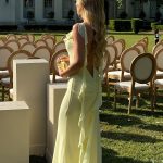 Toperth Yellow Cascading Ruffle Open Back Maxi Dress photo review