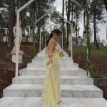 Toperth Yellow Cascading Ruffle Open Back Maxi Dress photo review