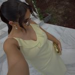 Toperth Yellow Cascading Ruffle Open Back Maxi Dress photo review