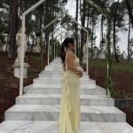 Toperth Yellow Cascading Ruffle Open Back Maxi Dress photo review
