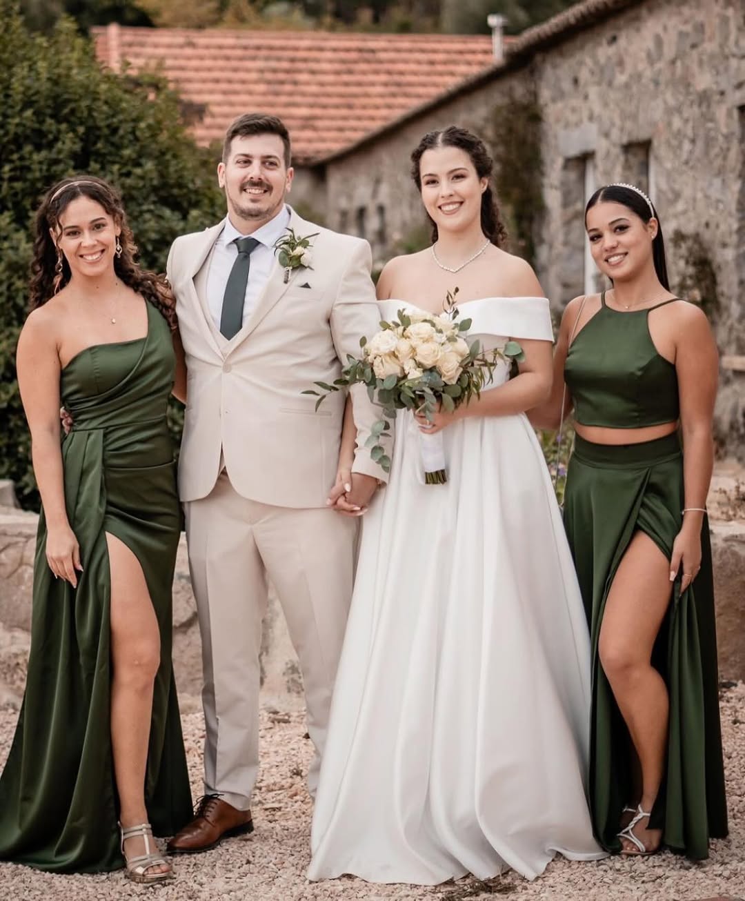 Click to view full screen Toperth Olive Cascading Drape High Slit Satin Maxi Dress photo review