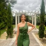 Toperth Olive Cascading Drape High Slit Satin Maxi Dress photo review