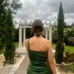 Toperth Olive Cascading Drape High Slit Satin Maxi Dress photo review