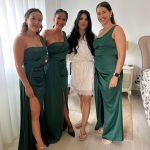 Toperth Emerald Cascading Drape High Slit Satin Maxi Dress photo review