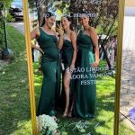 Toperth Emerald Cascading Drape High Slit Satin Maxi Dress photo review