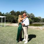 Toperth Emerald Cascading Drape High Slit Satin Maxi Dress photo review