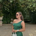 Toperth Emerald Cascading Drape High Slit Satin Maxi Dress photo review